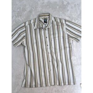 Kuhl Bohemian Mens Large Short Sleeve Button Down Shirt Striped Fisherman Summer